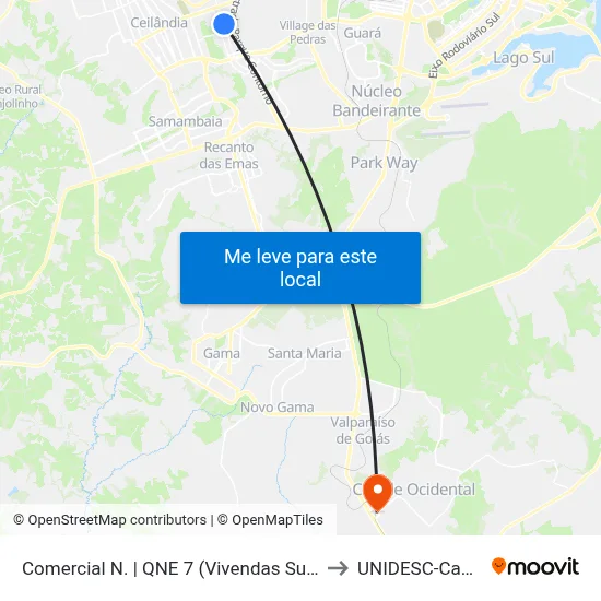 Comercial N. | QNE 7 (Vivendas Supermercado) to UNIDESC-Campus 1 map