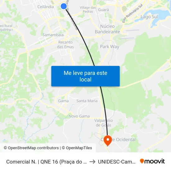 Comercial N. | QNE 16 (Praça do Bicalho) to UNIDESC-Campus 1 map