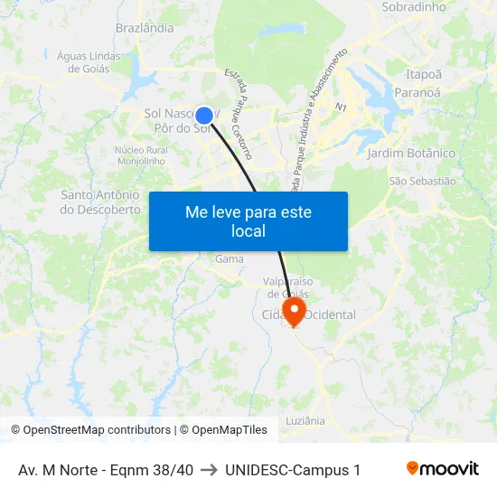 Av. M Norte - Eqnm 38/40 to UNIDESC-Campus 1 map