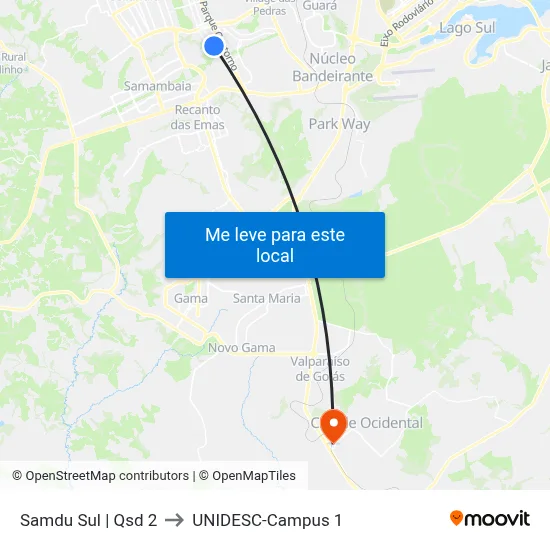 Samdu Sul | Qsd 2 to UNIDESC-Campus 1 map