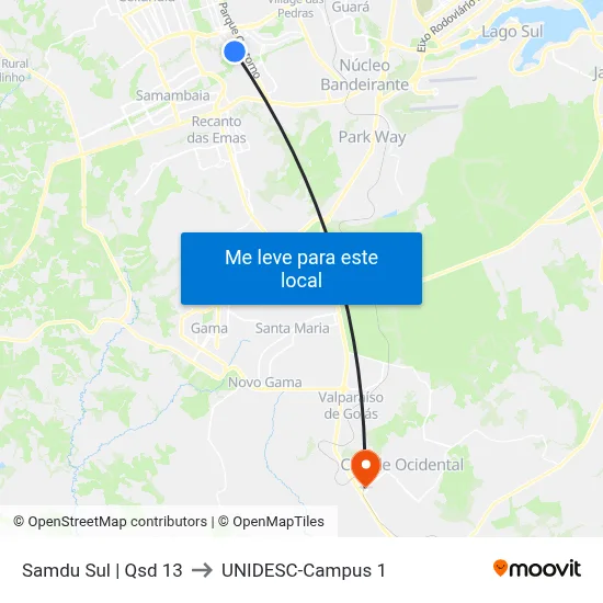 Samdu Sul | Qsd 13 to UNIDESC-Campus 1 map