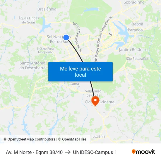 Av. M Norte - Eqnm 38/40 to UNIDESC-Campus 1 map