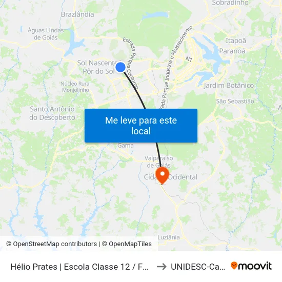 Hélio Prates | Escola Classe 12 / Feira Dos Goianos to UNIDESC-Campus 1 map