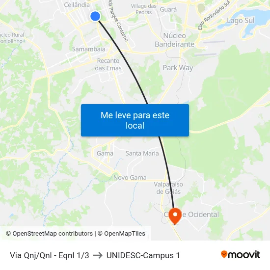 Via Qnj/Qnl - Eqnl 1/3 to UNIDESC-Campus 1 map