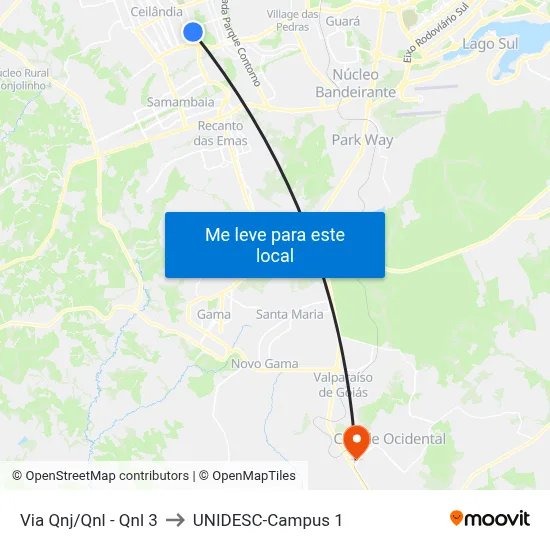 Via Qnj/Qnl - Qnl 3 to UNIDESC-Campus 1 map
