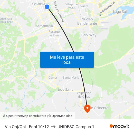 Via Qnj/Qnl - Eqnl 10/12 to UNIDESC-Campus 1 map