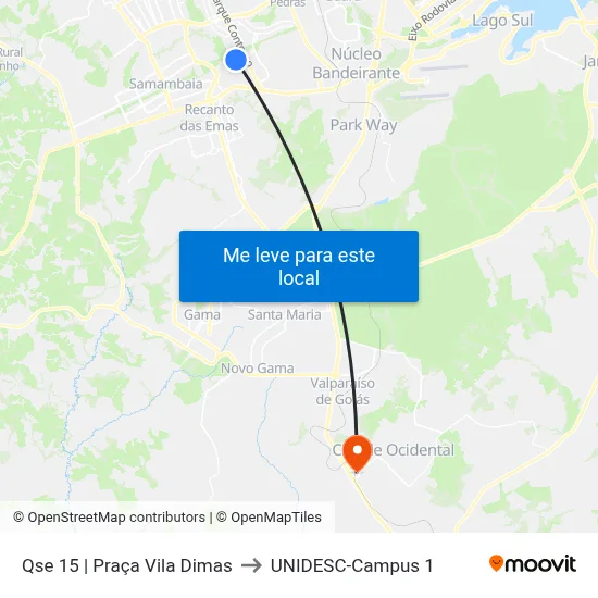 Qse 15 | Praça Vila Dimas to UNIDESC-Campus 1 map