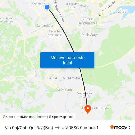 Via Qnj/Qnl - Qnl 5/7 (Brb) to UNIDESC-Campus 1 map