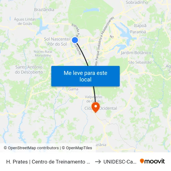 H. Prates | Centro de Treinamento da Polícia Militar to UNIDESC-Campus 1 map