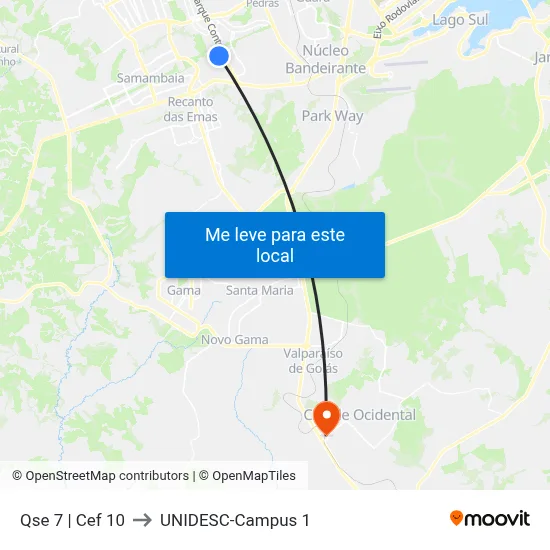 Qse 7 | Cef 10 to UNIDESC-Campus 1 map
