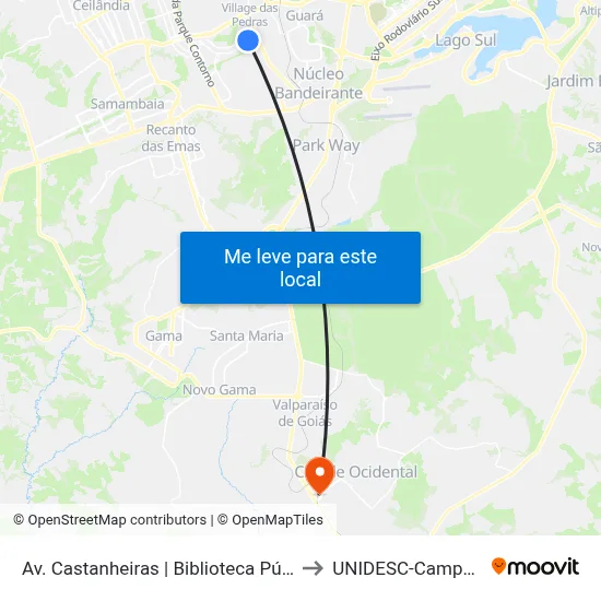 Av. Castanheiras | Biblioteca Pública to UNIDESC-Campus 1 map