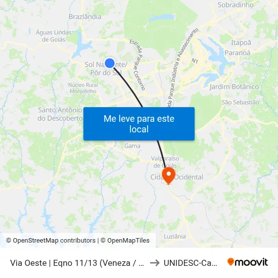 Via Oeste | Eqno 11/13 (Veneza / Serve Mais) to UNIDESC-Campus 1 map