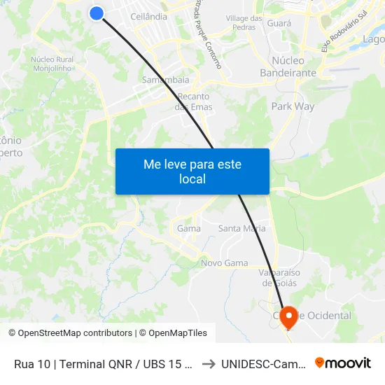 Rua 10 | Terminal QNR / UBS 15 Ceilândia to UNIDESC-Campus 1 map