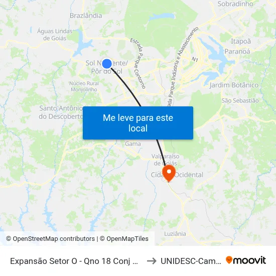 Expansão Setor O - Qno 18 Conj A (Polyelle) to UNIDESC-Campus 1 map