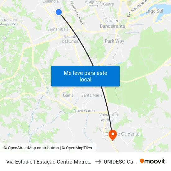 Via Estádio | Estação Centro Metropolitano / Detran to UNIDESC-Campus 1 map