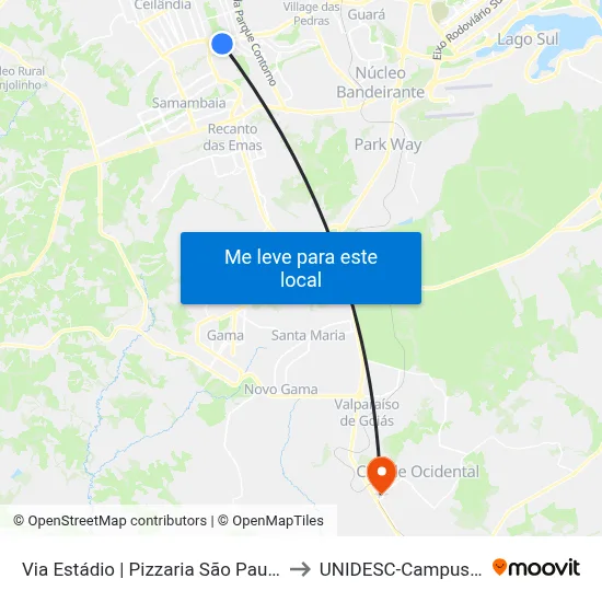 Via Estádio | Pizzaria São Paulo to UNIDESC-Campus 1 map
