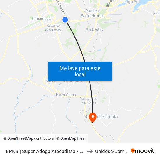 EPNB | Super Adega Atacadista / Gran Motel to Unidesc-Campus 1 map