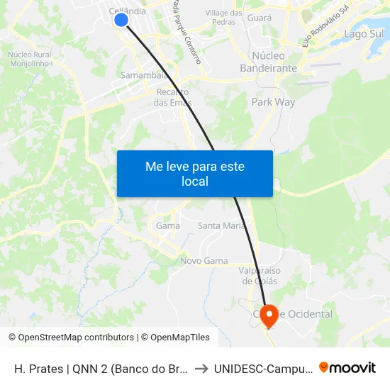 H. Prates | QNN 2 (Banco do Brasil) to UNIDESC-Campus 1 map