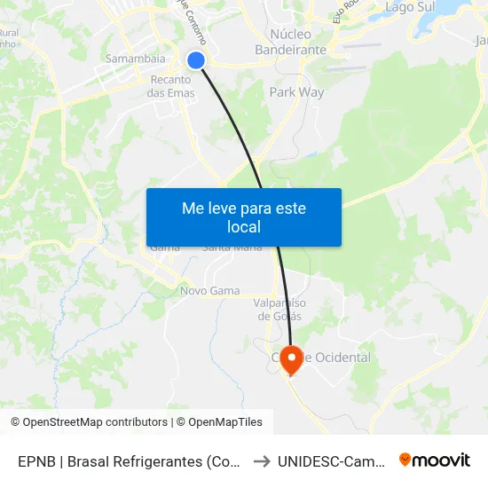 EPNB | Brasal Refrigerantes (Coca-Cola) to UNIDESC-Campus 1 map