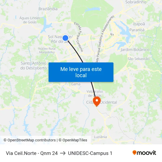 Via Ceil.Norte - Qnm 24 to UNIDESC-Campus 1 map