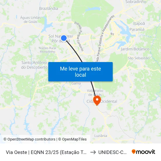 Via Oeste | EQNN 23/25 (Estação Terminal Ceilândia) to UNIDESC-Campus 1 map