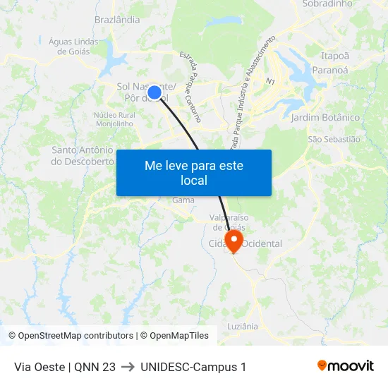 Via Oeste | QNN 23 to UNIDESC-Campus 1 map