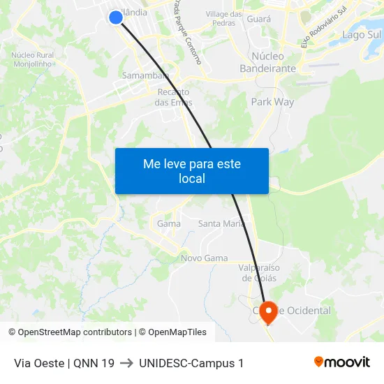 Via Oeste | QNN 19 to UNIDESC-Campus 1 map