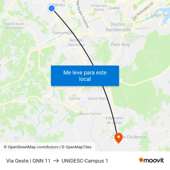 Via Oeste | QNN 11 to UNIDESC-Campus 1 map