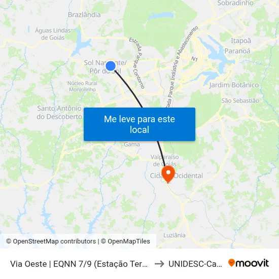 Via Oeste | EQNN 7/9 (Estação Terminal Ceilândia) to UNIDESC-Campus 1 map
