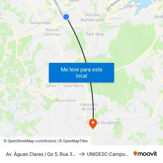 Av. Águas Claras | Qs 5, Rua 310 to UNIDESC-Campus 1 map