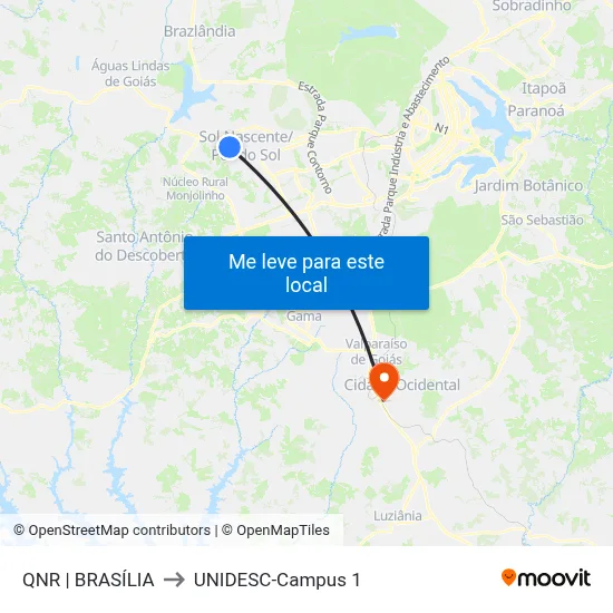 QNR | BRASÍLIA to UNIDESC-Campus 1 map