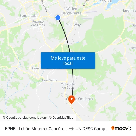 EPNB | Lobão Motors / Cancún Hotel to UNIDESC-Campus 1 map