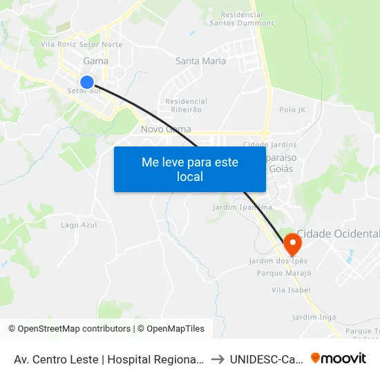 Av. Centro Leste | Hospital Regional Do Gama (Brb) to UNIDESC-Campus 1 map