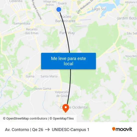 Av. Contorno | Qe 26 to UNIDESC-Campus 1 map
