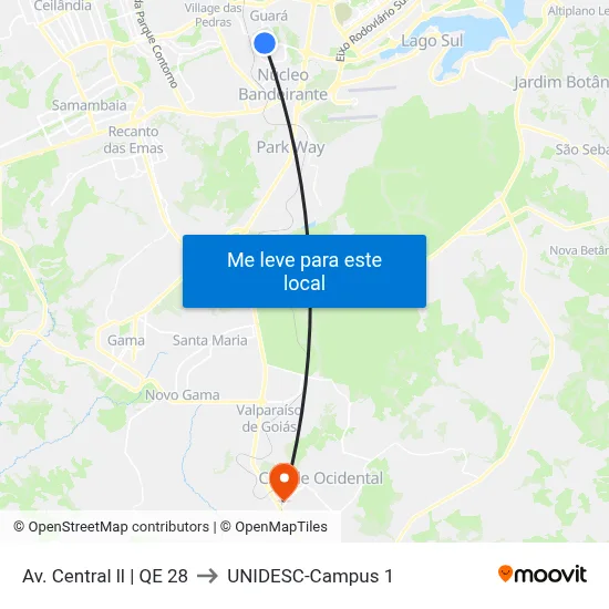 Av. Central ll | QE 28 to UNIDESC-Campus 1 map