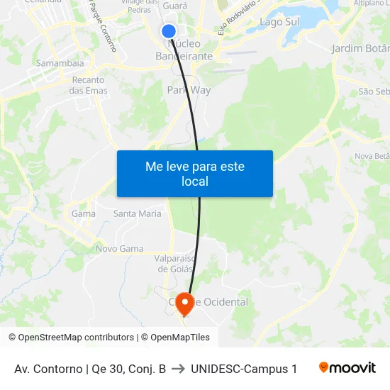 Av. Contorno | Qe 30, Conj. B to UNIDESC-Campus 1 map