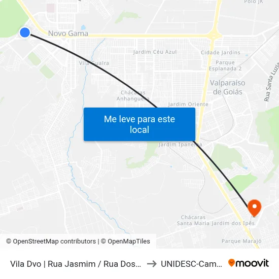 Vila Dvo | Rua Jasmim / Rua Dos Hibiscos to UNIDESC-Campus 1 map