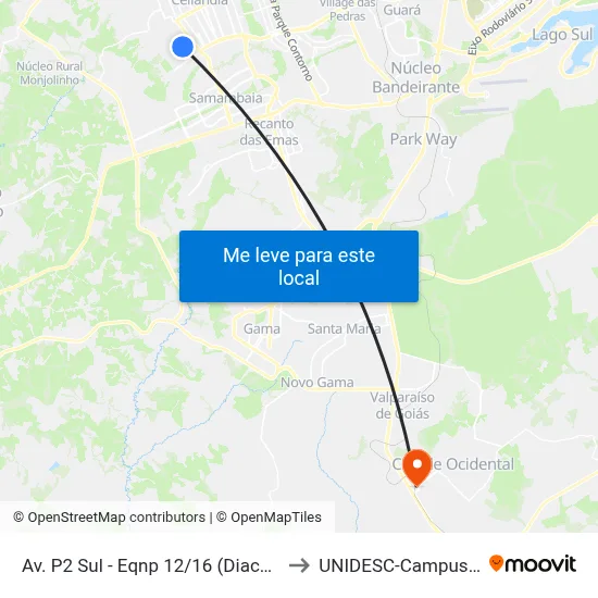 Av. P2 Sul - Eqnp 12/16 (Diacuy) to UNIDESC-Campus 1 map