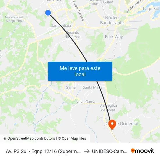 Av. P3 Sul - Eqnp 12/16 (Superm. Veneza) to UNIDESC-Campus 1 map