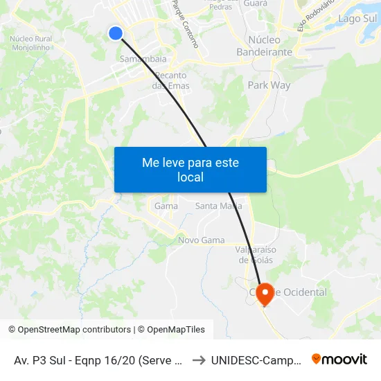 Av. P3 Sul - Eqnp 16/20 (Serve Mais) to UNIDESC-Campus 1 map