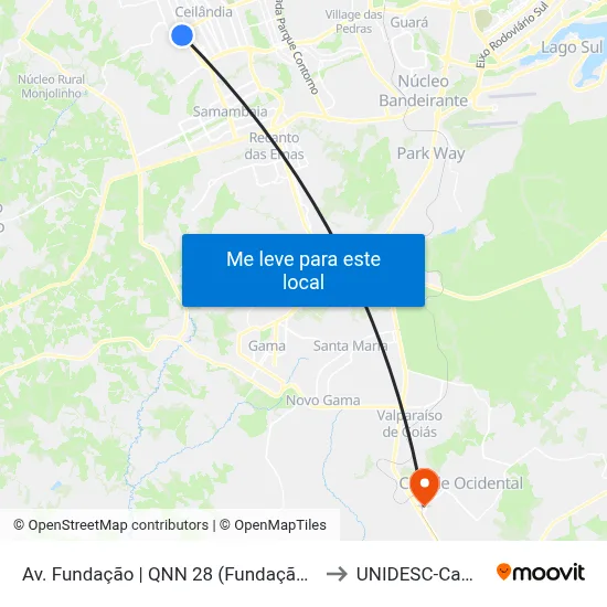 Av. Fundação | QNN 28 (Fundação Bradesco) to UNIDESC-Campus 1 map