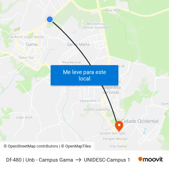Df-480 | Unb - Campus Gama to UNIDESC-Campus 1 map