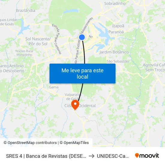 SRES 4 | Banca de Revistas (DESEMBARQUE) to UNIDESC-Campus 1 map