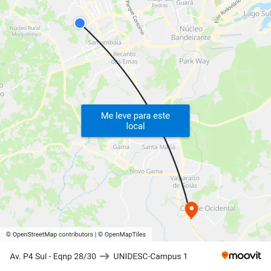 Av. P4 Sul - Eqnp 28/30 to UNIDESC-Campus 1 map