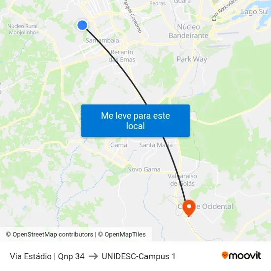 Via Estádio | Qnp 34 to UNIDESC-Campus 1 map