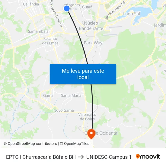 EPTG | Churrascaria Búfalo Bill to UNIDESC-Campus 1 map