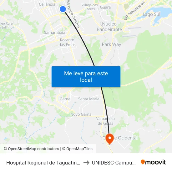 Hospital Regional de Taguatinga to UNIDESC-Campus 1 map