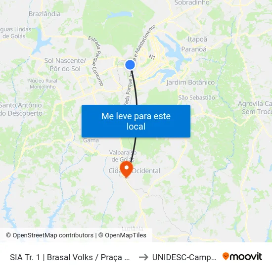 SIA Tr. 1 | Brasal Volks / Praça Capital to UNIDESC-Campus 1 map