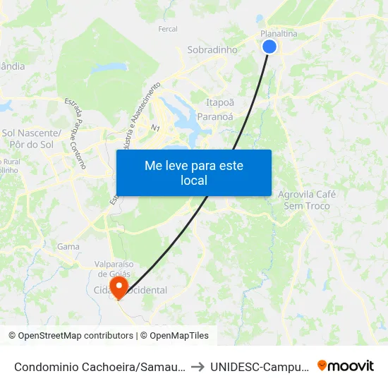 Condominio Cachoeira/Samauma to UNIDESC-Campus 1 map