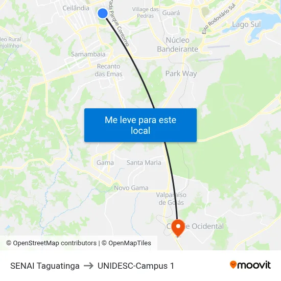 SENAI Taguatinga to UNIDESC-Campus 1 map